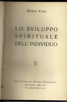 LO SVILUPPO SPIRITUALE DELL'INDIVIDUO di REMO FEDI